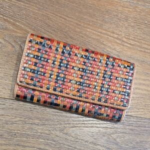 PAGAN GENUINE LEATHER BASKET WEAVE WOMENS WALLET... #7727